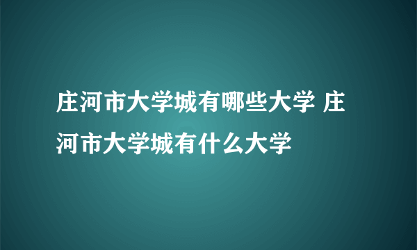 庄河市大学城有哪些大学 庄河市大学城有什么大学