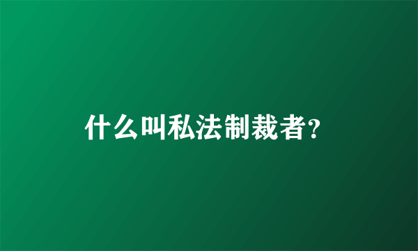 什么叫私法制裁者？