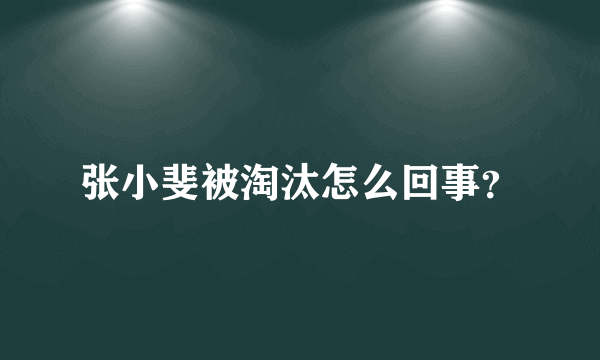 张小斐被淘汰怎么回事？