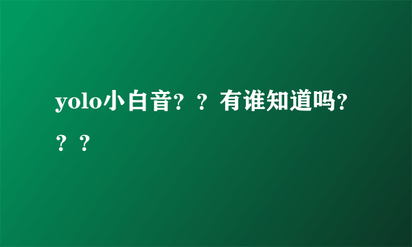 yolo小白音？？有谁知道吗？？？