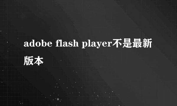 adobe flash player不是最新版本