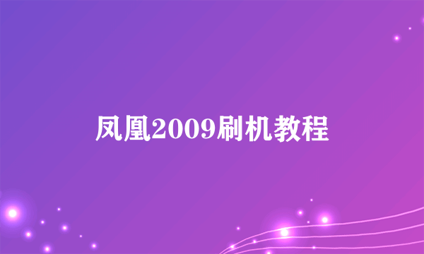 凤凰2009刷机教程