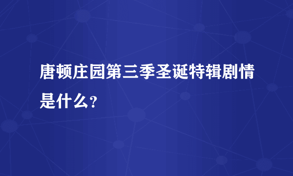 唐顿庄园第三季圣诞特辑剧情是什么？