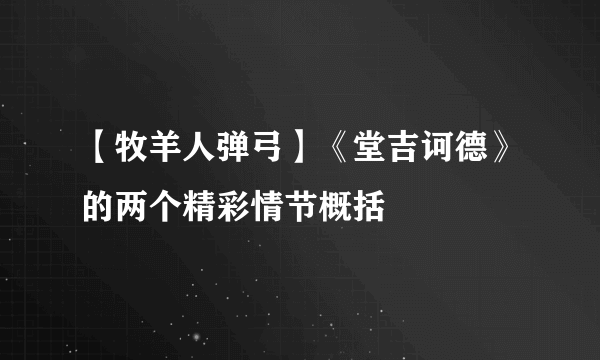 【牧羊人弹弓】《堂吉诃德》的两个精彩情节概括