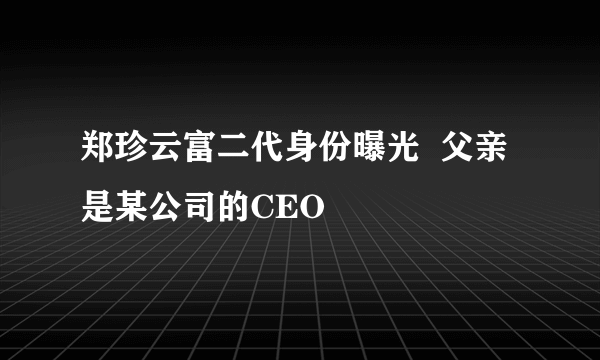 郑珍云富二代身份曝光  父亲是某公司的CEO