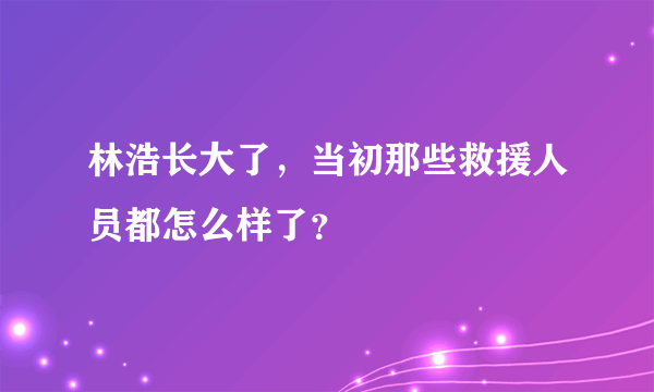 林浩长大了，当初那些救援人员都怎么样了？