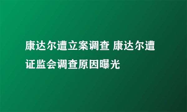 康达尔遭立案调查 康达尔遭证监会调查原因曝光