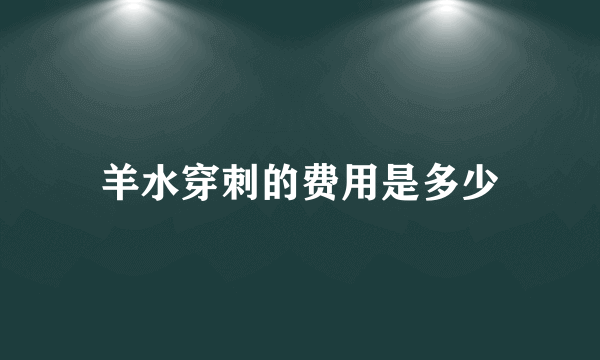 羊水穿刺的费用是多少