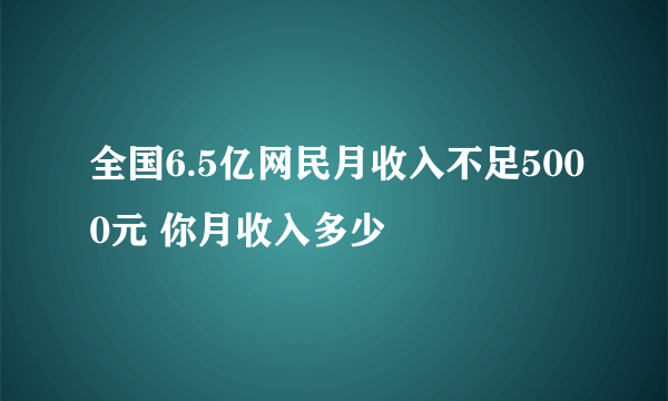 全国6.5亿网民月收入不足5000元 你月收入多少