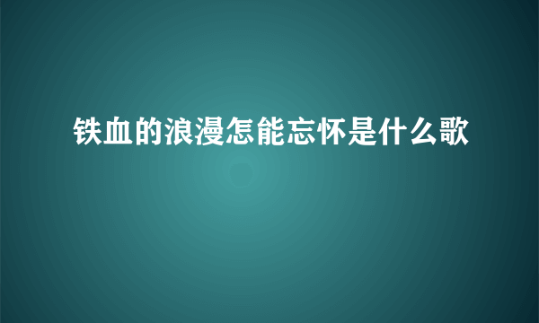 铁血的浪漫怎能忘怀是什么歌