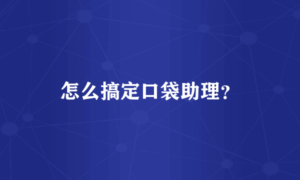 怎么搞定口袋助理？