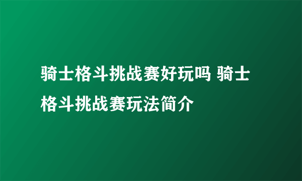 骑士格斗挑战赛好玩吗 骑士格斗挑战赛玩法简介