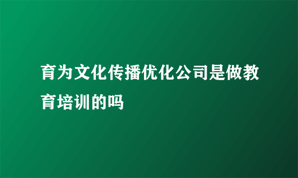 育为文化传播优化公司是做教育培训的吗