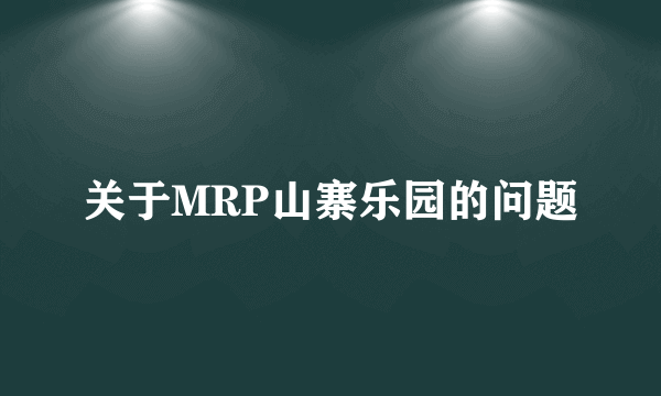 关于MRP山寨乐园的问题