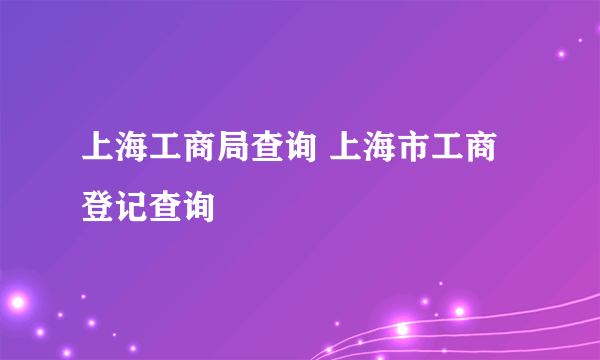 上海工商局查询 上海市工商登记查询