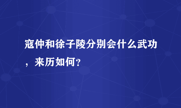 寇仲和徐子陵分别会什么武功，来历如何？