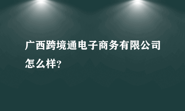 广西跨境通电子商务有限公司怎么样？