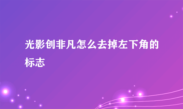 光影创非凡怎么去掉左下角的标志