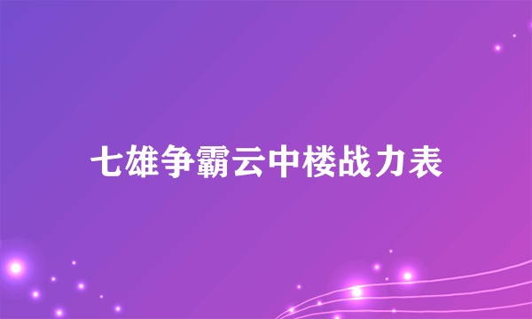 七雄争霸云中楼战力表