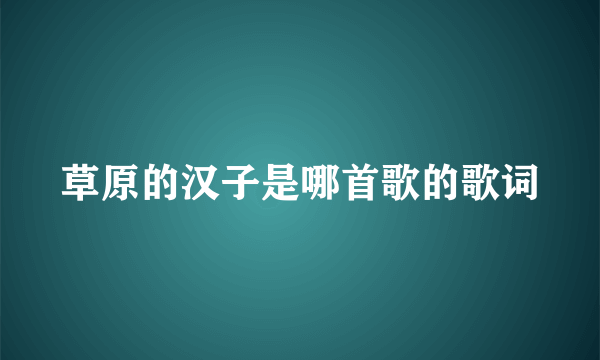 草原的汉子是哪首歌的歌词