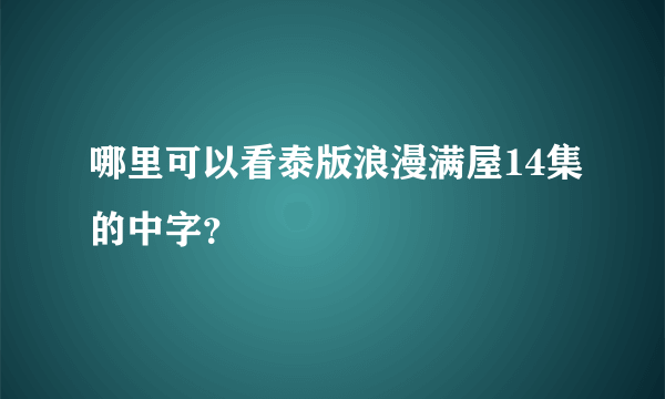 哪里可以看泰版浪漫满屋14集的中字？