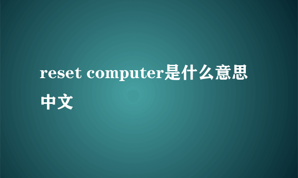 reset computer是什么意思中文