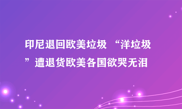 印尼退回欧美垃圾 “洋垃圾”遭退货欧美各国欲哭无泪