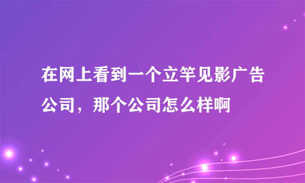 在网上看到一个立竿见影广告公司，那个公司怎么样啊