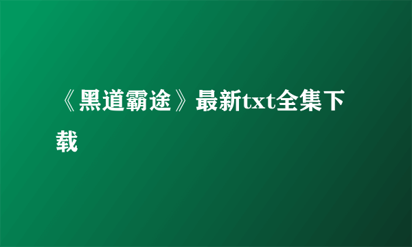 《黑道霸途》最新txt全集下载