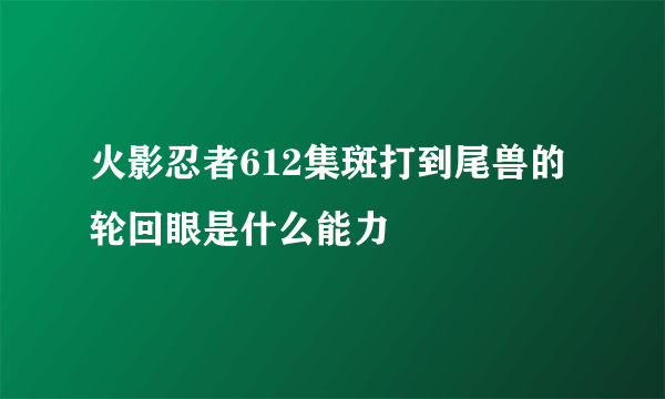 火影忍者612集斑打到尾兽的轮回眼是什么能力