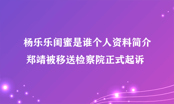 杨乐乐闺蜜是谁个人资料简介 郑靖被移送检察院正式起诉