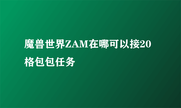 魔兽世界ZAM在哪可以接20格包包任务