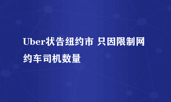 Uber状告纽约市 只因限制网约车司机数量