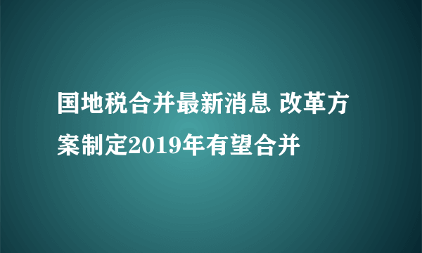 国地税合并最新消息 改革方案制定2019年有望合并