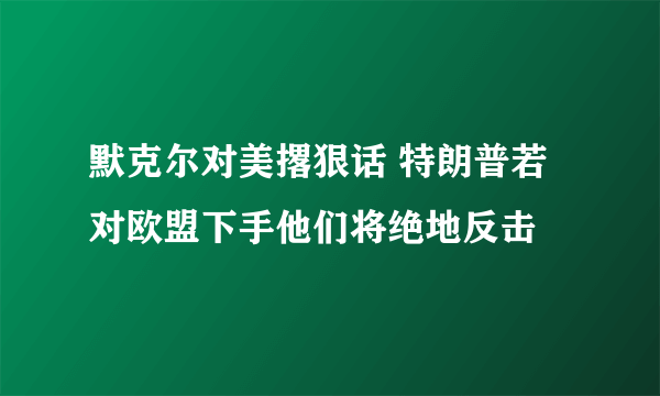 默克尔对美撂狠话 特朗普若对欧盟下手他们将绝地反击