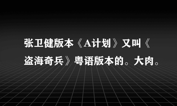 张卫健版本《A计划》又叫《盗海奇兵》粤语版本的。大肉。