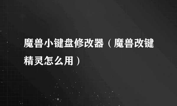 魔兽小键盘修改器（魔兽改键精灵怎么用）