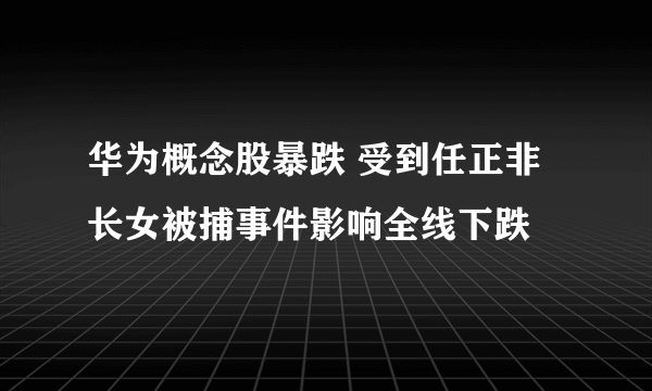 华为概念股暴跌 受到任正非长女被捕事件影响全线下跌