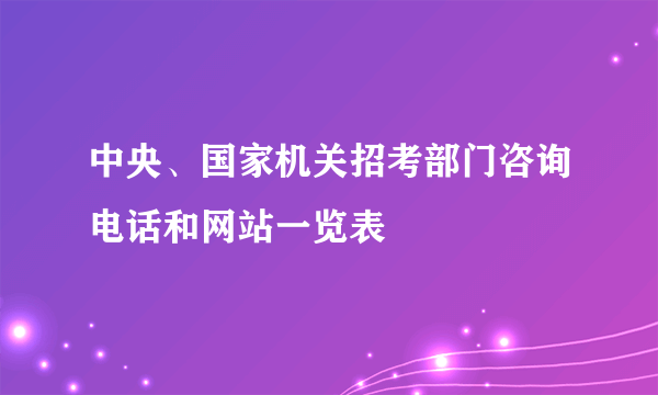 中央、国家机关招考部门咨询电话和网站一览表