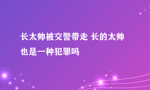 长太帅被交警带走 长的太帅也是一种犯罪吗