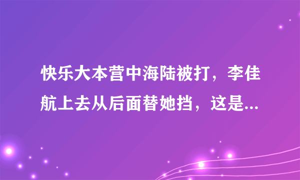 快乐大本营中海陆被打，李佳航上去从后面替她挡，这是怎么回事？为什么替海陆挡呢，还是抱着的？