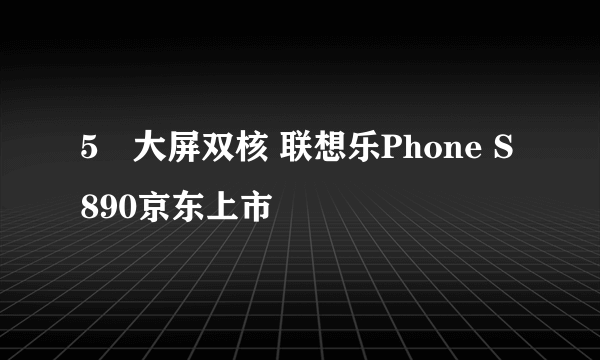 5吋大屏双核 联想乐Phone S890京东上市