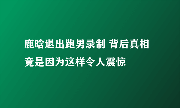 鹿晗退出跑男录制 背后真相竟是因为这样令人震惊