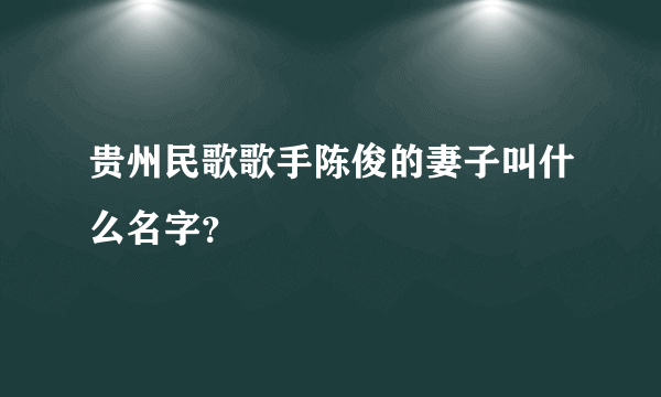 贵州民歌歌手陈俊的妻子叫什么名字？