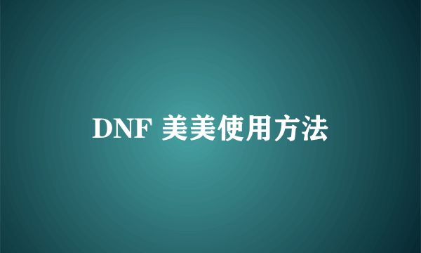 DNF 美美使用方法