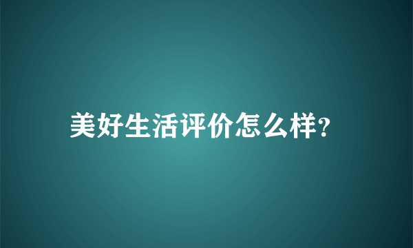 美好生活评价怎么样？