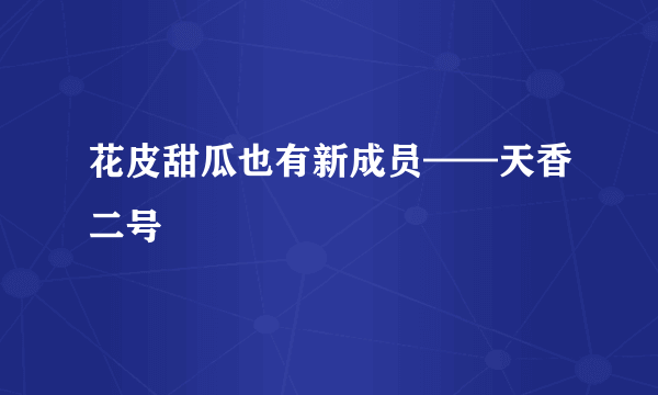 花皮甜瓜也有新成员——天香二号