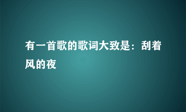 有一首歌的歌词大致是：刮着风的夜