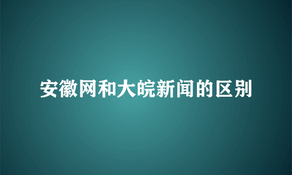 安徽网和大皖新闻的区别