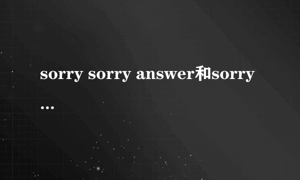 sorry sorry answer和sorry sorry有什么不同